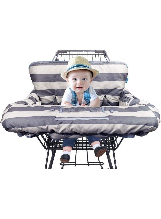 DODO NICI Shopping Cart Cover for Baby boy Girl, Grocery Cart Cushion Liner, Infant High Chair Cover,Grey Strip - Image 1